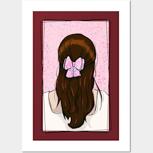 girl with ribbon in hair Posters and Art